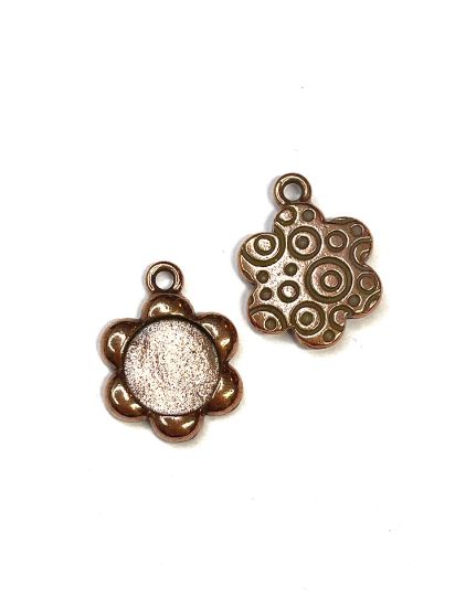 Picture of Pendant Setting Round 12mm Flower Copper x1