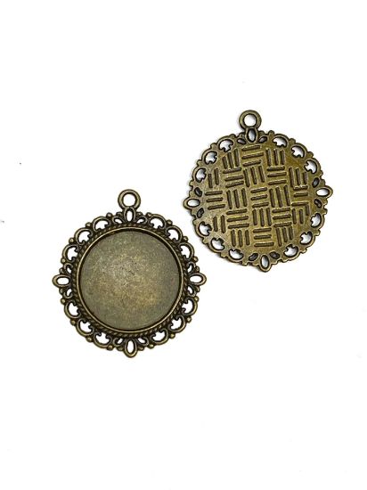 Picture of Pendant Setting Round 20mm w/ Pattern Bronze x5 