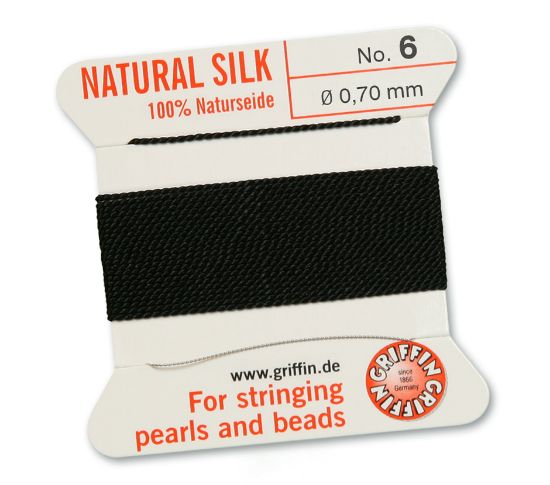 Picture of Griffin Silk Beading Cord & Needle size #6 - 0,70mm Black x2m