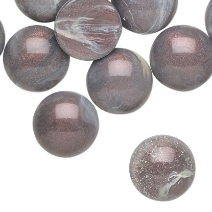 Afbeelding van Cabochon Acrylic 15mm Marbled Grey Purple x4