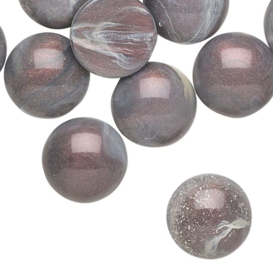 Picture of Cabochon Acrylic 15mm Marbled Grey Purple x4
