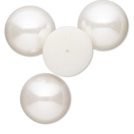 Picture of Vintage Japanese Cabochon 20mm Ivory Pearl x2