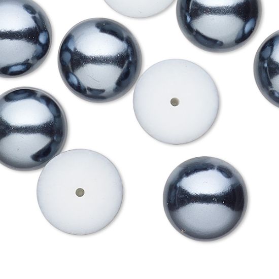 Picture of Vintage Japanese Cabochon 14mm Blue Grey Pearl x1