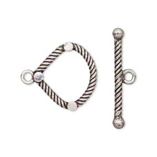 Picture of 925 Silver Antiqued Toggle Clasp 20x18mm Rope Drop  x1
