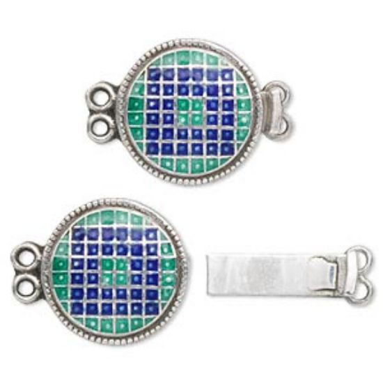 Picture of 925 Silver Clasp box 19mm round Enamel x1