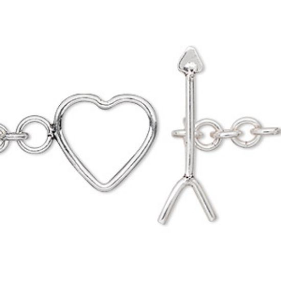 Picture of 925 Silver Toggle Clasp 16x15mm Heart and Arrow with extender x1