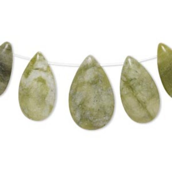 Picture of New "jade" (natural) Teardrop 26x13mm-30x18mm 5-piece set
