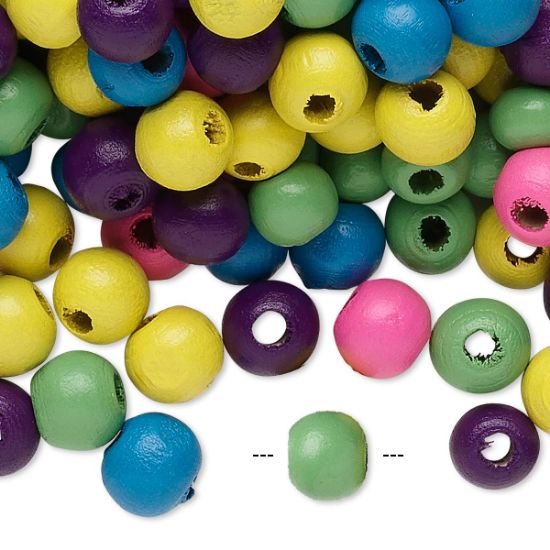 Picture of Bead Wood round 8x7mm Color Mix x90g