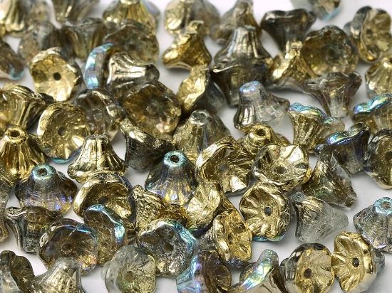 Picture of Flower Cup Beads 7x5mm Crystal Golden Rainbow x50
