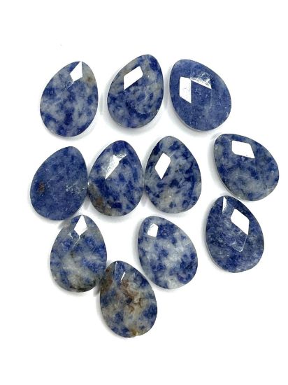 Picture of Blue Spotted Jasper Bead Faceted Drop 18x13mm x22