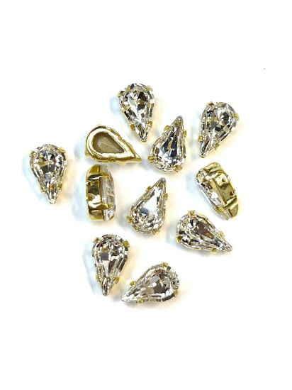 Picture of Preciosa Maxima Pear in Gold Setting 10x6mm Crystal x1