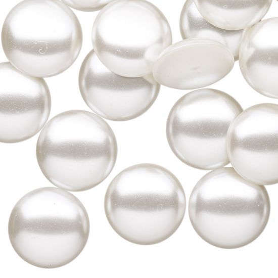 Picture of Vintage Japanese Cabochon low-domed Round 14mm White Pearl x1