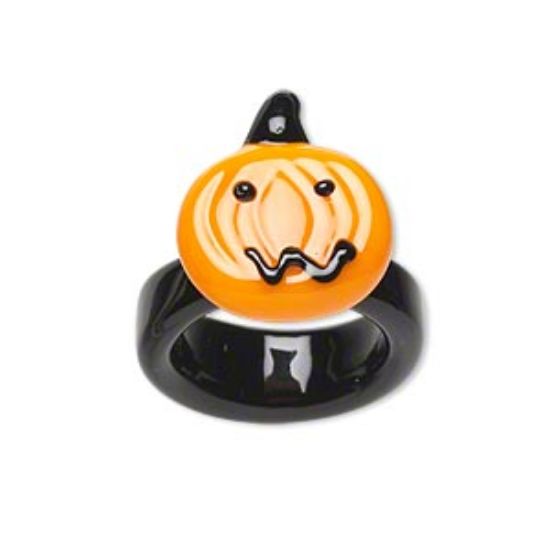 Picture of Lampwork Glass Ring Pumpkin 20x17mm x1