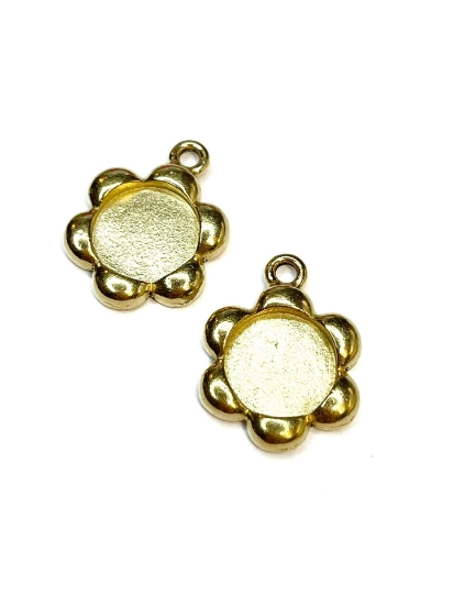 Picture of Pendant setting 12mm round Flower Gold x1