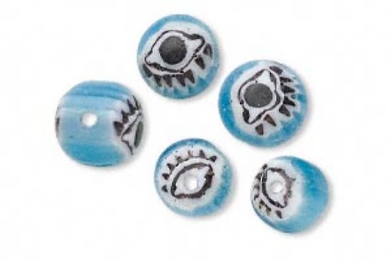 Picture of Glass Bead Eye white/black/turquoise 4-8mm x6