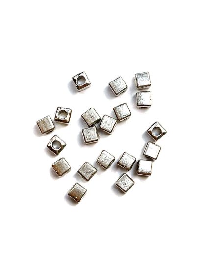 Picture of Metal Bead Cube 3mm Silver Tone x40