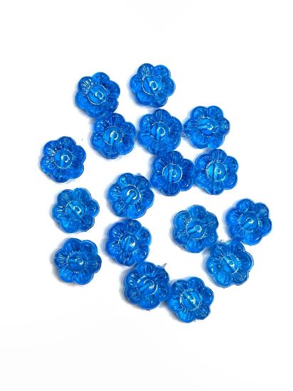 Picture of Acrylic Beads Flower 10mm Blue x50