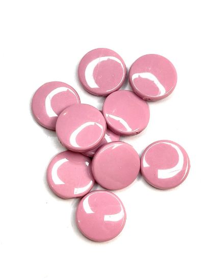 Picture of Acrylic Bead Flat 18mm Light Pink x10