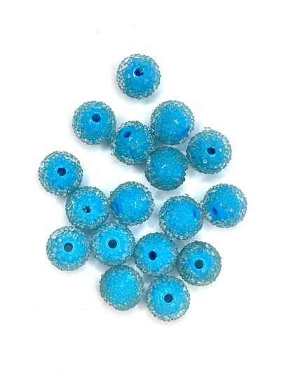 Picture of Resin Bead 10mm round Frosted Turquoise x25