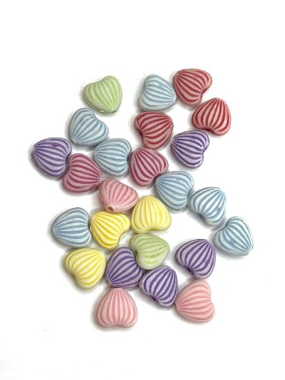 Picture of Acrylic Bead 10mm Heart Mix x50