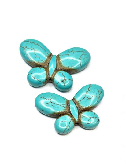 Picture of Turquoise (imitation) Butterfly 35x25mm Blue x1