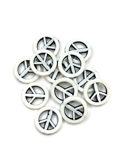 Picture of Acrylic Bead Peace Sign 17mm Black White x20
