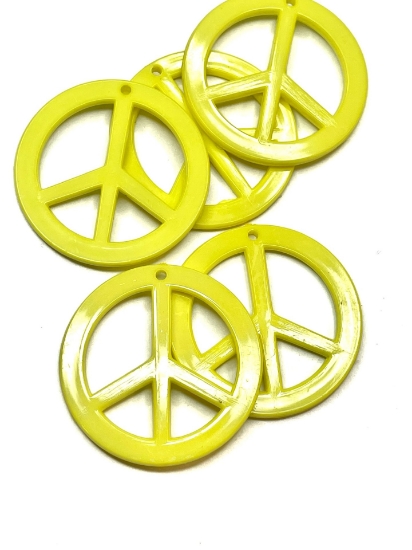 Picture of Acrylic Pendant Peace Sign 40mm Yellow x10