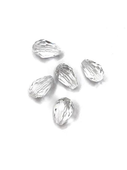 Picture of Faceted Glass Drops 12x8mm Crystal x5