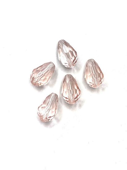 Picture of Faceted Glass Drops 12x8mm Rose x5 