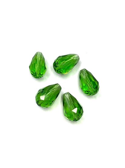 Picture of Faceted Glass Drops 12x8mm Green x5