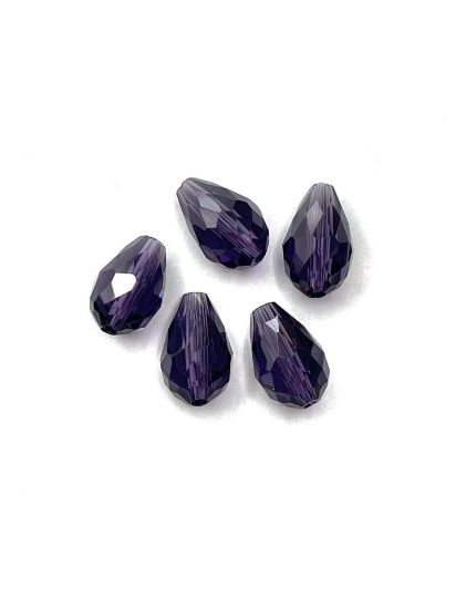 Picture of Faceted Glass Drops 12x8mm Purple x5