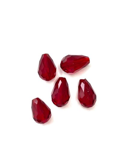Picture of Faceted Glass Drops 12x8mm Dark Red x5