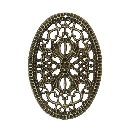 Picture of Filigree Oval Flower 55x38mm Bronze x1