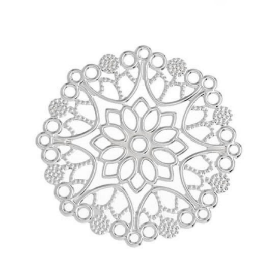 Picture of Filigree Round Flower 35mm Silver x10