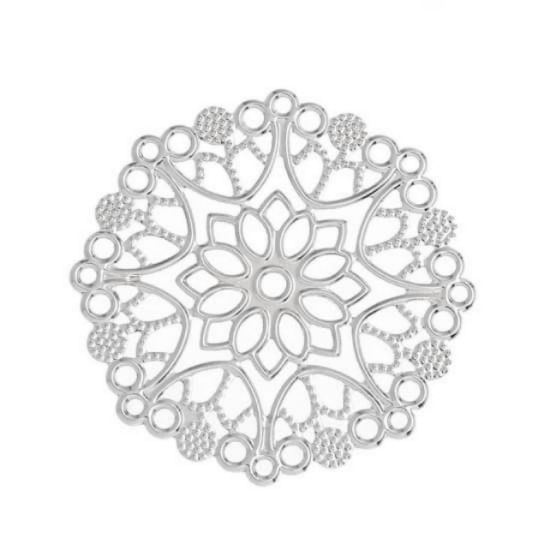 Picture of Filigree Round Flower 35mm Silver x1
