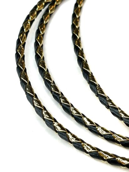 Picture of Bolo Cord Faux Leather 4mm Black-Gold x90cm