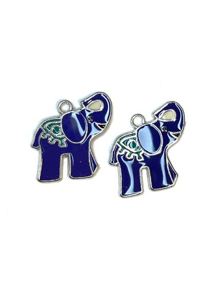 Picture of Charm Elephant 25x26mm Epoxy and Silver Tone Blue x1