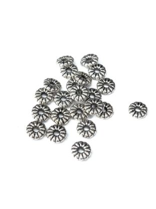 Picture of Metal Spacer Bead Flower 7x2mm Silver Tone x20