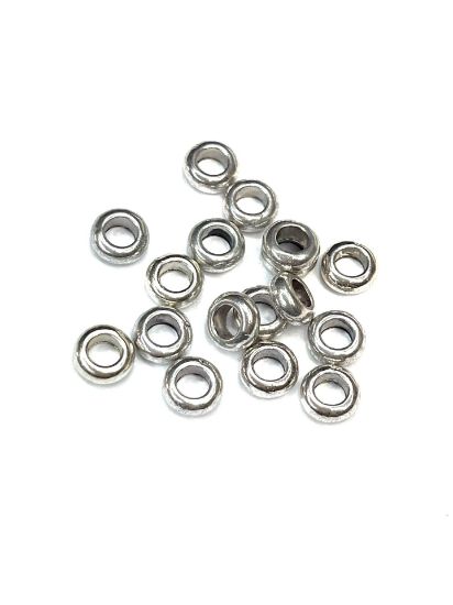 Picture of Metal Spacer Bead 7x3mm w/ 4mm hole Silver Tone x20