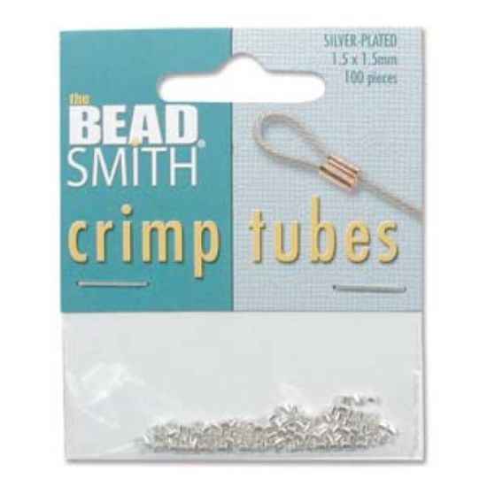 Picture of BeadSmith Tube Crimp 1.5x1.5mm Silver Plated x100