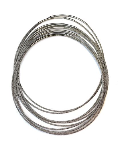 Picture of Stainless Steel Wire Choker Necklace 45cm 2mm Silver Tone x1