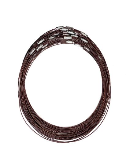Picture of Stainless Steel Wire Choker Necklace 45cm 1mm Dark Brown x1