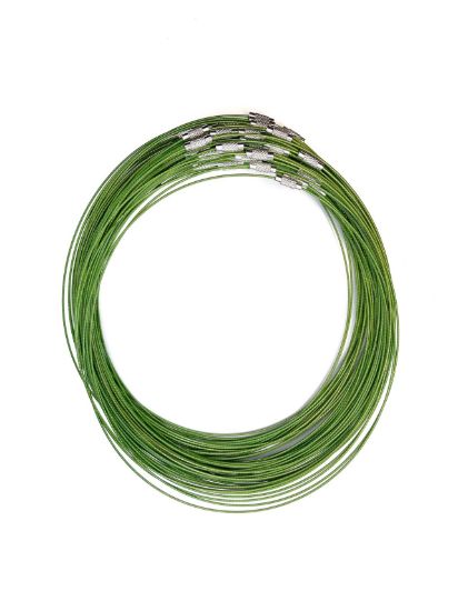 Picture of Stainless Steel Wire Choker Necklace 45cm 1mm Green x1 