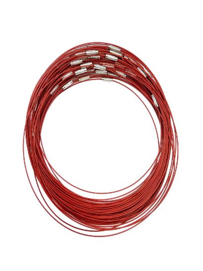 Picture of Stainless Steel Wire Choker Necklace 45cm 1mm Red x1