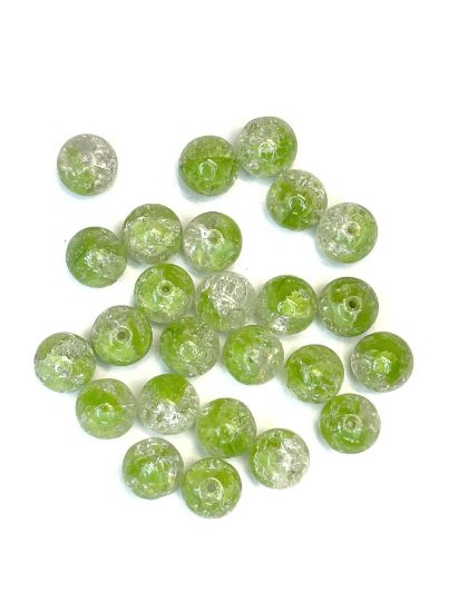 Picture of Vintage Crackle Glass Bead 9mm Green x25