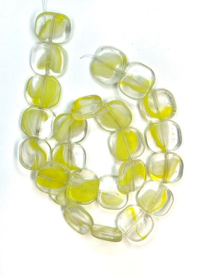 Picture of Glass Bead Flat Square 16x15mm Crystal Yellow x24