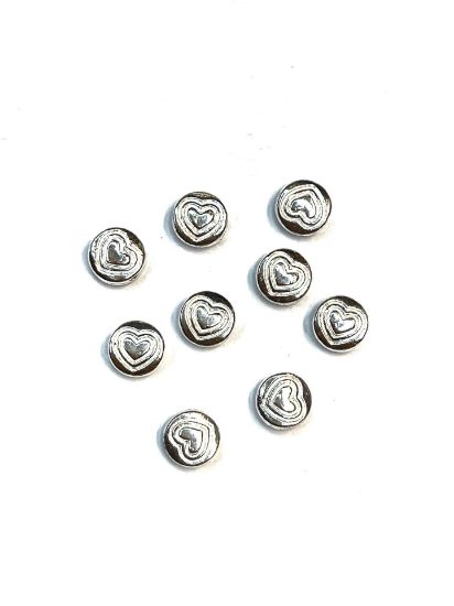 Picture of Metal Bead Heart 7mm Silver Plate x10