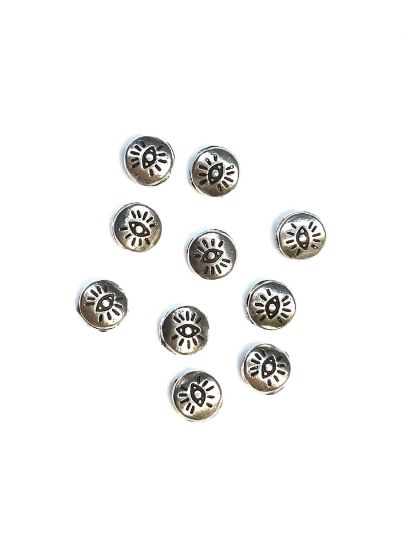 Picture of Metal Bead Eye 6mm Antique Silver Plate x10