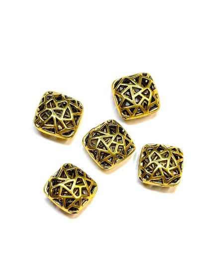 Picture of Metal Bead Square 15mm Antique Gold x5