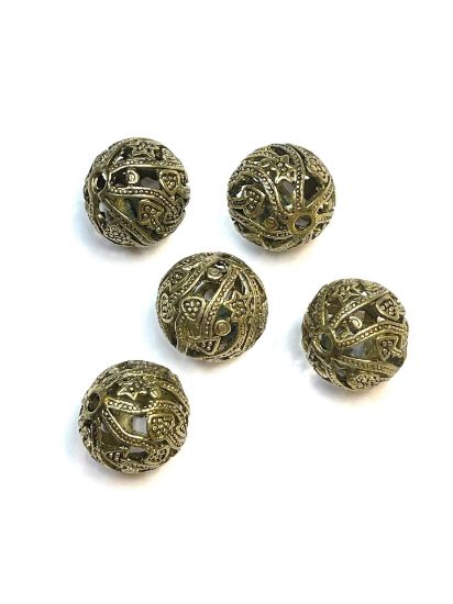 Picture of Metal Bead Ornament 19mm Bronze x5